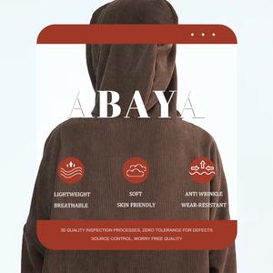 Wholesale Jingjun Brand G849 <strong>Model</strong> Luxury Modest Dubai <strong>Abaya</strong> Winter Cardigan Dresses Hoodie Long Sleeve Muslim Women Polyester - Product Image 2