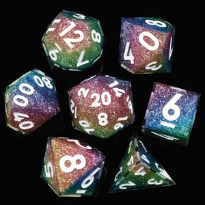 MINI PLANET Whirling Dream <span class=keywords><strong>Dice</strong></span> Set, jeu de dés polyédriques en résine faits à la main avec des bords tranchants pour les jeux de rôle sur plateau (TRPG) Dungeons & Dragons (DND) - Product Image 5