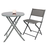 Table à café pliante d'extérieur avec pieds pliants en métal, Table et chaise pliantes rondes en verre portables pour table de patio d'événements bon marché