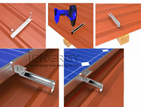 Supports de fixation solaires sans rail en aluminium métallique pour mini rail photovoltaïque en forme de U noir