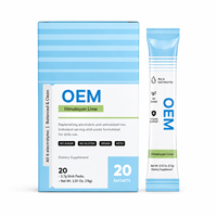 Pour les sachets de poudre d'électrolytes OEM 3,7 g, saveur citron vert de l'Himalaya |   Tous les 6 électrolytes sans sucre, végétaliens, cétogènes, 20 sachets