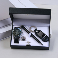 Jam Tangan Quartz Pria Mewah Personalisasi Tren 2026 + Dompet + Gantungan Kunci - Hadiah Hari Valentine & Natal untuk Bisnis