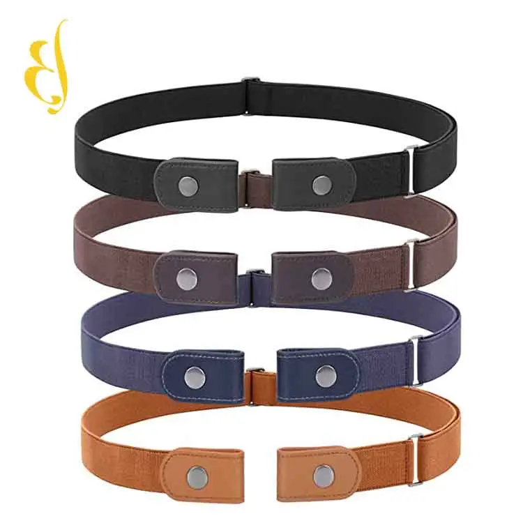 Snap Closure Invisible Adjustable Women Belt Stretch Waist Free Elastic Buckle Belt for Jeans