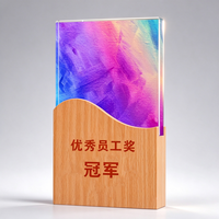 Trophée en bois et cristal personnalisable avec gravure, plaque de reconnaissance professionnelle pour récompense des employés, célébration d'entreprise et cadeau