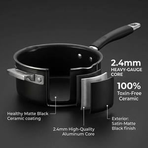 Ensemble de casseroles empilables professionnelles, modernes et durables, 3 pièces, 2,4 mm, gain de place, en céramique saine, antiadhésives, pour une cuisson saine - Product Image 4