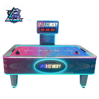 Table de hockey sur air multi-balles à monnayeur, machine de jeu d'arcade avec marqueur électronique LED, 2 joueurs, pour centre de jeux