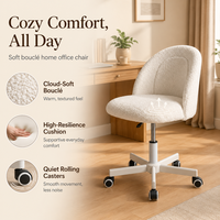 Chaise de bureau ergonomique pivotante moderne à dossier moyen en bouclette pour la maison, le bureau et l'ordinateur