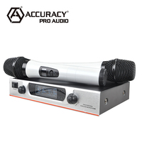 Microphone sans fil portable à double canal précision Pro Audio VHF-766, micro bluetooth, carte son pour streaming en direct