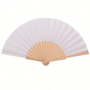 Abanico Plegable de Bambú Vintage de 8 Pulgadas Personalizable, Pintado a Mano, en Blanco para Publicidad, Decoración del Hogar o Regalo - Product Image 4