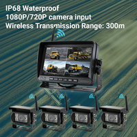 Sistema de Cámara de Respaldo Inalámbrica Digital VD, 4 Canales, AHD1080P, Monitor Cuádruple, para Camiones Mineros, Camiones de Volteo, Semirremolques, Autocaravanas, IP69K, Impermeable