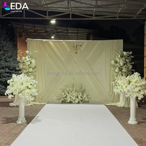 Cortina Cuadrada de Tela de Seda Beige para Decoración de Eventos y Fiestas en Interiores, Marca LEDA, Ideal para Bodas - Product Image 2
