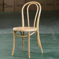 Chaise de salle à manger en bois massif de style rétro français avec assise en rotin pour restaurant, café