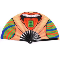 Kipas Lipat Bambu Besar 13 inci dengan Pola Logo Kustom, Kipas Tangan untuk Pesta Rave, Souvenir Pernikahan, Hadiah Promosi, Grosir