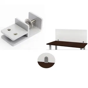 Morsetto da scrivania in metallo verniciato a polvere bianco di alta qualità per divisorio da scrivania con protezione in vetro