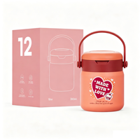 Bocal alimentaire de voyage compact avec cuillère pliable, à large ouverture, en acier inoxydable à double paroi isolé sous vide, pour enfants