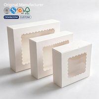 Caja Rígida Blanca Reciclable para Panadería con Ventana Transparente Ondulada, Logotipo Impreso Personalizado, Empaque para Galletas, Macarons, Pasteles y Postres Navideños