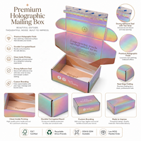 Boîtes d'expédition en carton ondulé personnalisées avec logo, arc-en-ciel rose irisé holographique, emballage en papier pour lunettes de soleil