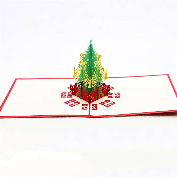 H135 친환경 크리스마스 다채로운 인쇄 기념품 엽서 선물 카드 3D 수제 트리 크리스마스 인사말 카드