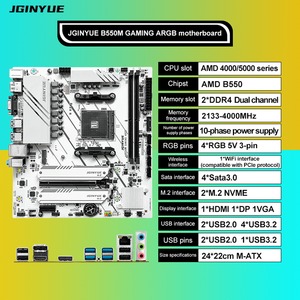 Jginyue ชุดคอมโบเมนบอร์ดสำหรับเล่นเกม B550M ARGB ใหม่สำหรับ R7 <span class=keywords><strong>5700X</strong></span> โปรเซสเซอร์32GB แรม DDR4พอร์ต SATA ช่องสัญญาณคู่ - Product Image 2