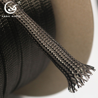 YIVO XSSH OEM en Stock, Funda Elástica de Fibra de Carbono Negra Trenzada de Múltiples Diámetros para Organización de Cables de Alimentación de Altavoces AV