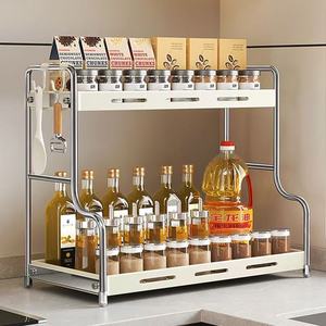 Multi Functional Kitchen Spice Rack With Two Layers For Countertop Storage Of Salt Seasoning Jars And Oil Bottles - Product Image 1