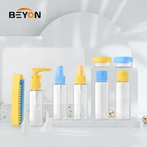 Emballage cosmétique vide bouteille PET transparente kit de voyage en plastique ensemble de voyage bouteille