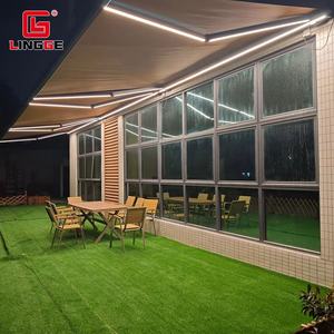 Auvent extérieur à bras pliant en aluminium auvent rétractable extérieur <span class=keywords><strong>manuel</strong></span> auvent Led cassette complète pare-soleil magasin auvent - Product Image 2