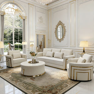 Populares Sofás <span class=keywords><strong>de</strong></span> Lujo para Sala <span class=keywords><strong>de</strong></span> Estar, Juego <span class=keywords><strong>de</strong></span> Muebles Seccionales Modulares <span class=keywords><strong>de</strong></span> Cuero Blanco Cómodos, 1+2+3 Asientos - Product Image 2