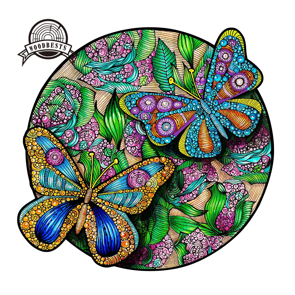 Puzzles For Adults WOODBESTS Educational Toys 3D Wooden Puzzle Butterfly Shape Colorful Wooden Puzzles For Adults Kids