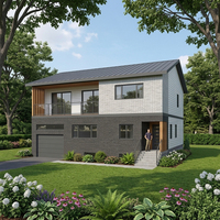 Kit de maison SIP personnalisé haute performance pour villa familiale préfabriquée sur trois étages avec garage, véranda et grandes fenêtres
