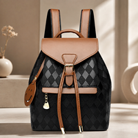 Tas Ransel Wanita Kulit PU Desainer Premium Mewah Pola Berlian Fashion OEM ODM Kustom Grosir Pasokan 20 Pcs