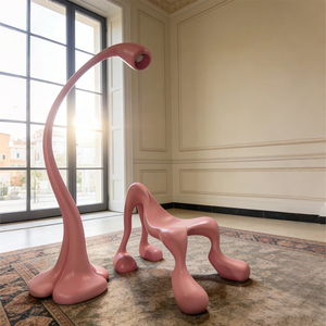 Sillón Abstracto Rosa con Diseño de Monstruo, Escultura Artística, Asiento Estético, Diseño Interior Nórdico Moderno, Muebles Minimalistas de Lujo - Product Image 1