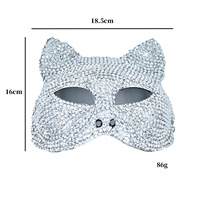 Voile vénitien haut de gamme en forme de visage de chat orné de diamants, demi-visage, en stock