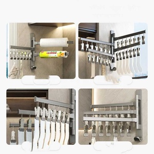 Séchage de l'espace en aluminium Chaussettes de séchage multi-clips Tenture murale de la maison Sous-vêtements multifonctionnels Support sans perforation - Product Image 3