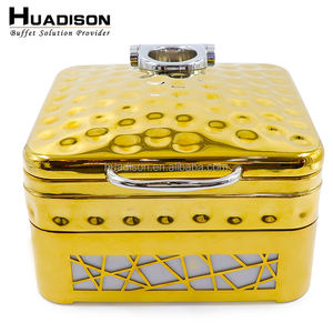 Plats chauffants de luxe Huadison, fabricant professionnel, 6L, plat chauffant martelé doré pour <span class=keywords><strong>buffet</strong></span> - Product Image 5