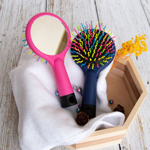 Gloway-<span class=keywords><strong>cepillo</strong></span> de <span class=keywords><strong>pelo</strong></span> con punta de <span class=keywords><strong>bola</strong></span> para niños, pequeño, de viaje, <span class=keywords><strong>rizado</strong></span>, desenredante, arcoíris, con espejo - Product Image 4