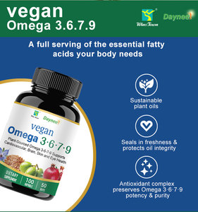 Cápsulas Blandas Veganas de Omega 3-6-7-9, Complejo Omega de Origen Vegetal, Apoyo para el Corazón, el Cerebro y la Piel, Suplemento Dietético, Marca Privada OEM - Product Image 2