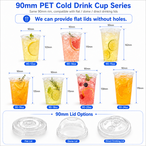 แก้วพลาสติก PET ใส ขนาด 20 ออนซ์ 90 มม. สำหรับเครื่องดื่มชาไข่มุกแบบใช้แล้วทิ้ง พร้อมฝาโดมแบบแบน พิมพ์โลโก้ได้ สำหรับเครื่องดื่มเย็น - Product Image 5