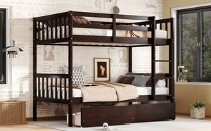 เตียงสองชั้นปรับระดับได้ทันสมัย ทำจากไม้ยางพารา พร้อมลิ้นชัก 2 ช่อง สามารถแปลงเป็นเตียงคู่ได้ เตียงนุ่มสบาย - Product Image 4