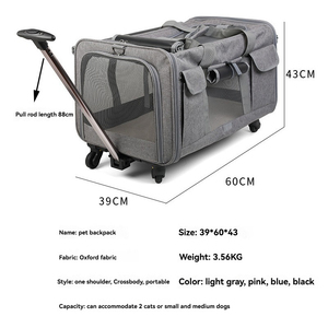 Chariot pour animaux de compagnie portable pour chat, sac à roulettes pivotant détachable pour <span class=keywords><strong>chien</strong></span>, sac de voyage pliable de grande capacité pour chats et chiens - Product Image 2