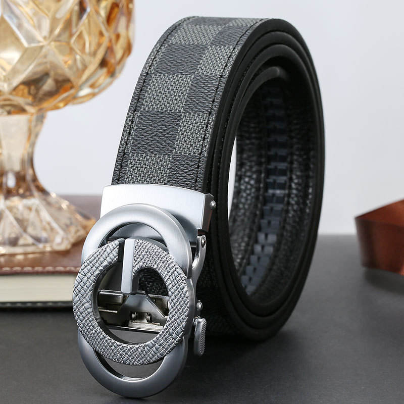 หัวเข็มขัดเงิน-เข็มขัดสีดำ