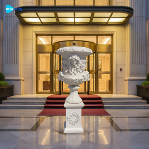 Coppia di <span class=keywords><strong>Statue</strong></span> <span class=keywords><strong>da</strong></span> <span class=keywords><strong>Giardino</strong></span> in Marmo Bianco Scolpite a Mano, Vasi Decorativi Classici per Villa e <span class=keywords><strong>Giardino</strong></span> in Stile Europeo - Product Image 4