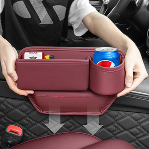 Boîte de rangement pour siège de voiture en cuir PU Micora, porte-gobelet, poche organisatrice - Product Image 3