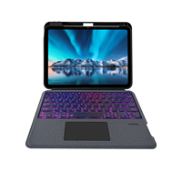 Clavier rétroéclairé détachable pour tablette pour iPad 10e génération Étui en cuir PU avec emplacement pour stylet Rétroéclairage