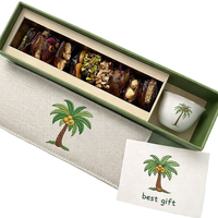 Coffret Cadeau de Luxe en Papier pour Tasses à Café, Emballage Ramadan, Broderie Palms, Pâtisserie, Dattes, avec Logo Brodé