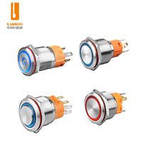 Interrupteur à bouton-poussoir métallique LANBOO 16/19/22mm 5A à verrouillage automatique ou à réinitialisation 1NO1NC, LED personnalisable, étanche IP67