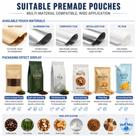 Machine automatique de remplissage, scellage et emballage pour sachets préformés Doypack et sachets verticaux de noix, arachides, pistaches, noyaux de noix et céréales