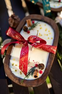 LANJO Bougie artisanale en bois avec fleurs séchées, 1 mèche, pour la fête des pères, décorative, aromathérapie - Product Image 4