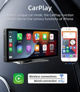 Bqcc 10.26 "IPS HD Xách Tay Màn Hình Không Dây Carplay Màn Hình Không Dây Android Tự Động Xe Hiển Thị Phổ Đa Phương Tiện Xe Stereo