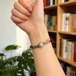 Handmade Red <b>Rope</b> <b>Bracelet</b> With Smiley Face 999 Pure Silver Unisex Gift Jewelry For Horse Year Born - Product Image 5